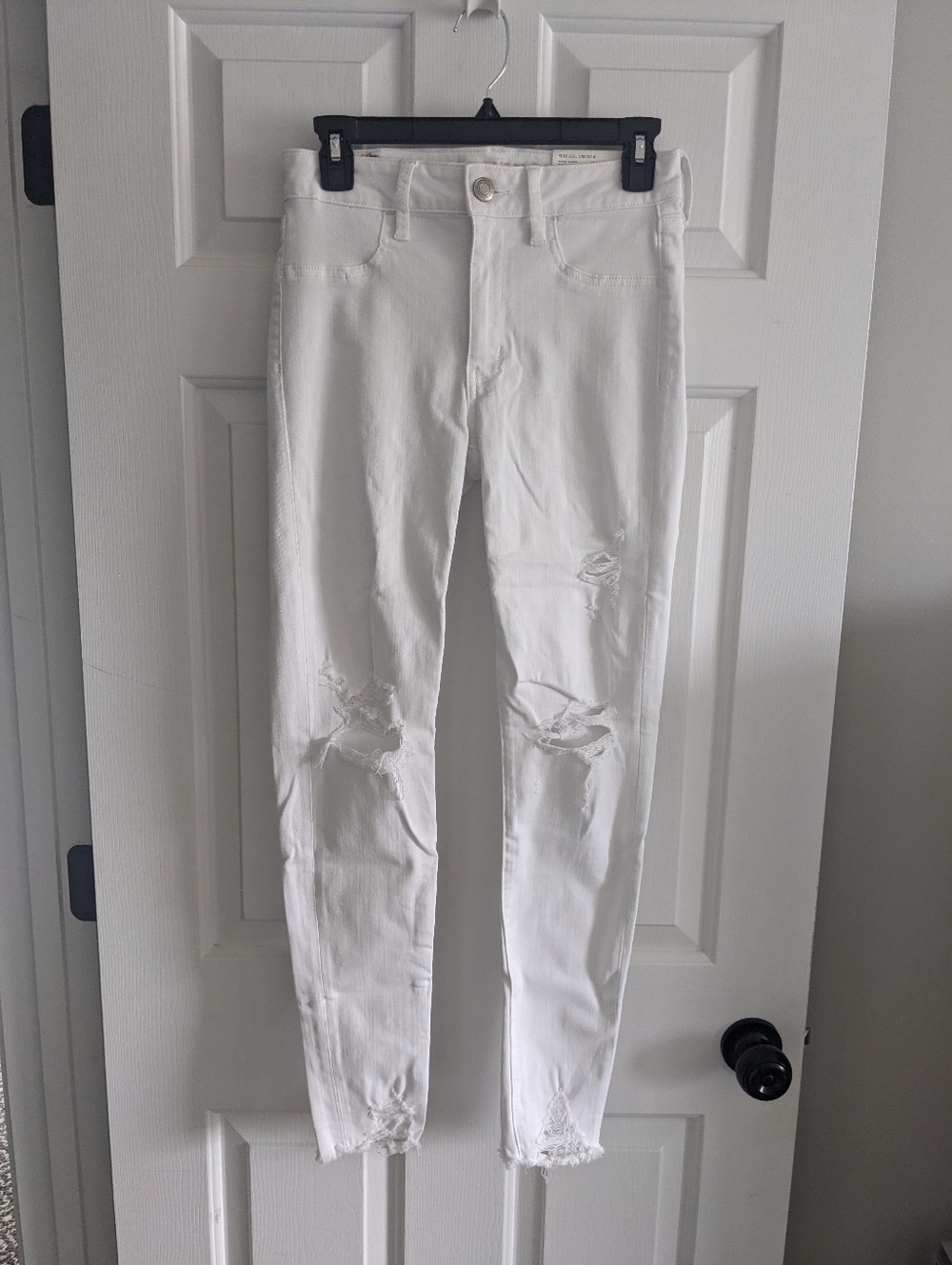 AE Next Level Stretch Ripped Hi-Rise Jegging Sz 6 White